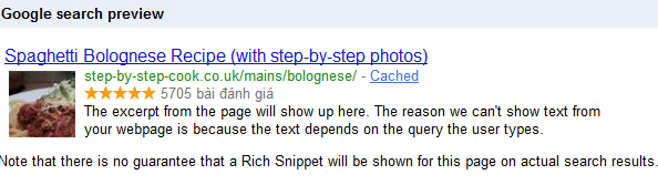 tao rich snippet recipe cho web