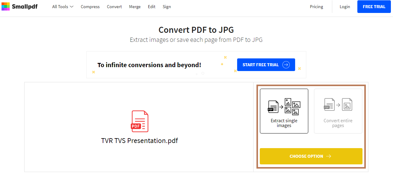 Cara mengubah PDF ke gambar melalui situs SmallPDF