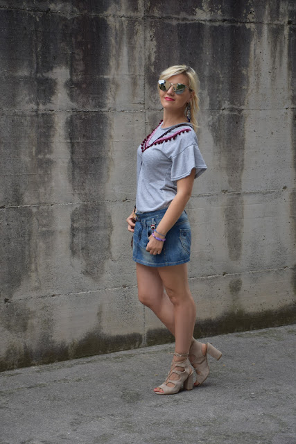 outfit gonna jeans come abbinare la gonna di jeans abbinamenti gonna di jeans outfit luglio 2017 outfit estivi mariafelicia magno fashion blogger colorblock by felym fashion blog italiani blog di moda blogger italiane di moda