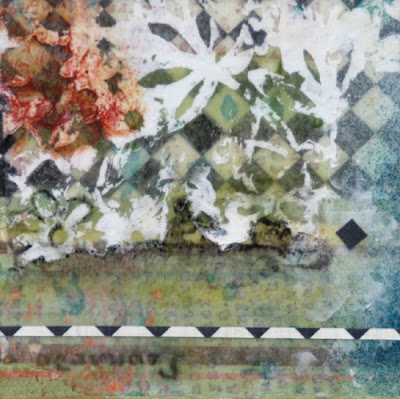 collage and texture on panel by Sandra Duran Wilson