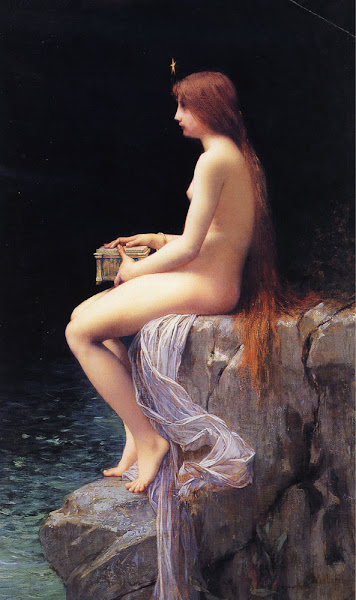 Pandora, Jules Joseph Lefebvre, Classical mythology, Greek mythology, Roman mythology, mythological Art Paintings, Myths and Legends