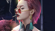 Cyberpunk - Smoking girl wallpaper