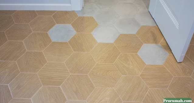 Lantai Linoleum motif hexagon