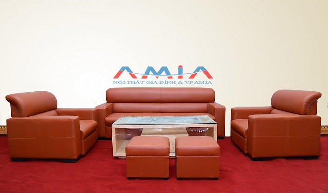 Hình ảnh cho mẫu sản phẩm sofa giá rẻ dưới 5 triệu tại Hà Nội với gam màu da bò hiện đại