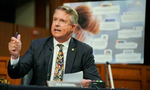 Sen. Roger Marshall (R-Kan.) speaks in Washington in a file photograph.