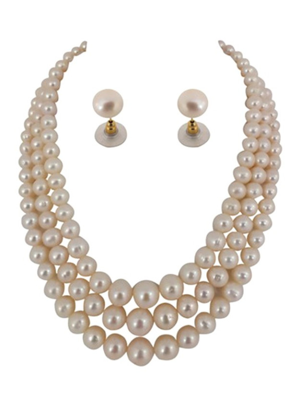 3 Line Fresh Pearl Necklace Set