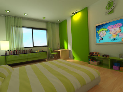 habitación niño verde