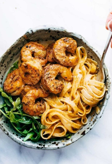 Red Pepper Fettuccine with Shrimp