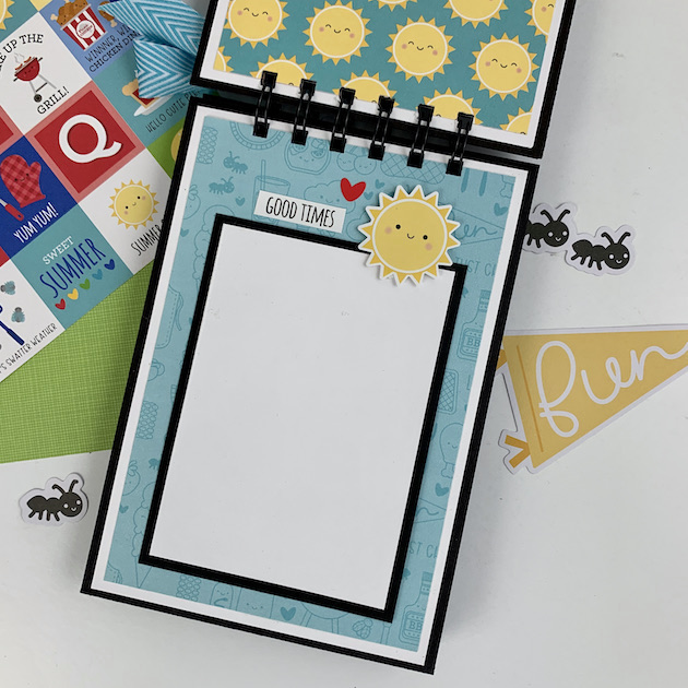 Summer BBQ Grilling Scrapbook Album Page with a cute sunshine and a heart