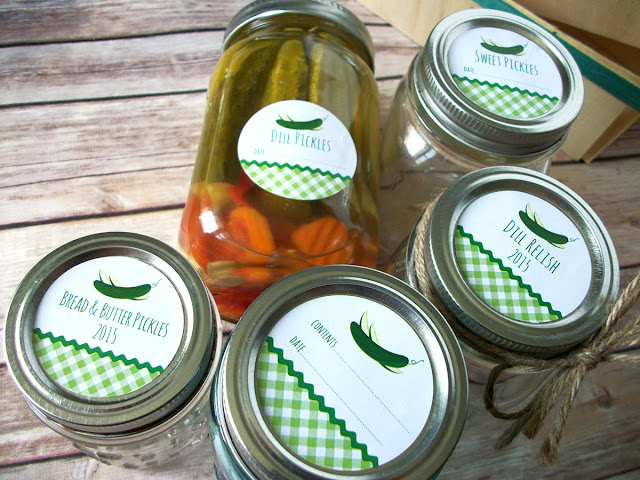 Gingham Pickle Mason Jar Labels