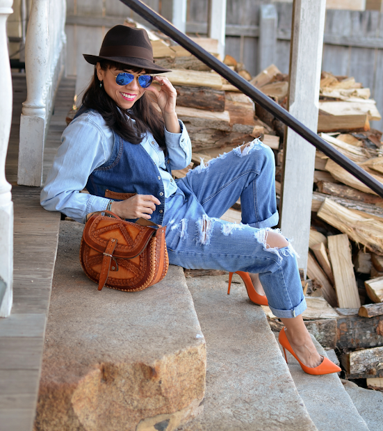 Denim on denim outfit 