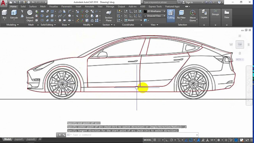 Esbozo en CAD de autos