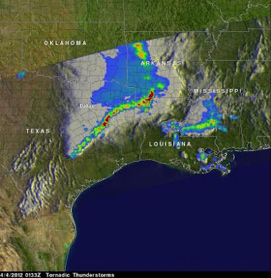 Nasa prsenta mapas 3D de sistema de tormentas en EEUU, el 3 de Abril de 2012