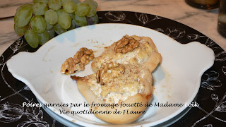 Vie quotidienne de FLaure; poires garnies par le fromage fouetté de Madame Loïk