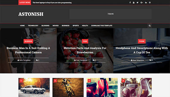 Astonish magazine free blogger template