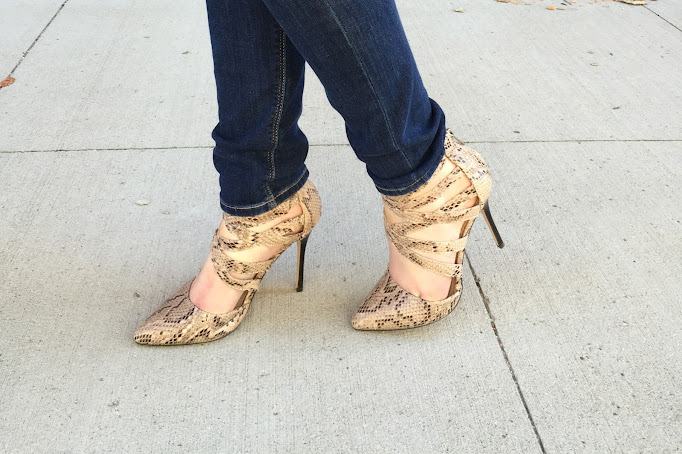 Snake skin heels for a chic going out look