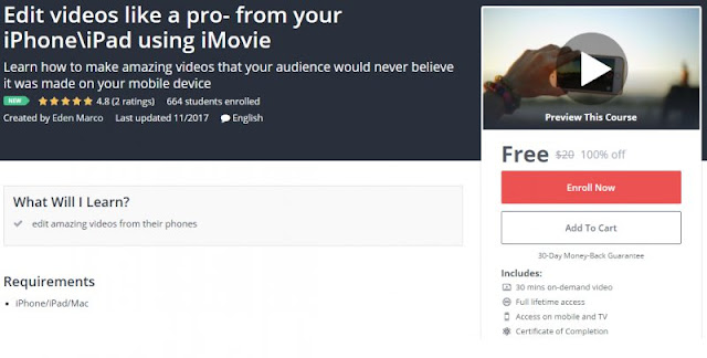 [100% Off] Edit videos like a pro- from your iPhone\iPad using iMovie| Worth 20$