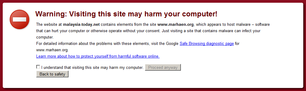 Malaysia Today is a malicious site