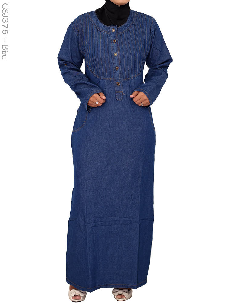 Gamis Jeans Muslimah GSJ375 : Busana Muslim Murah Terbaru 