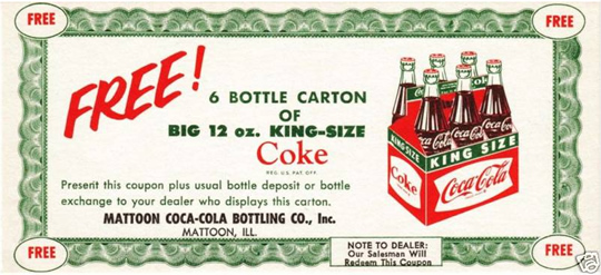 Coca-Cola free sample coupons ~ vintage everyday