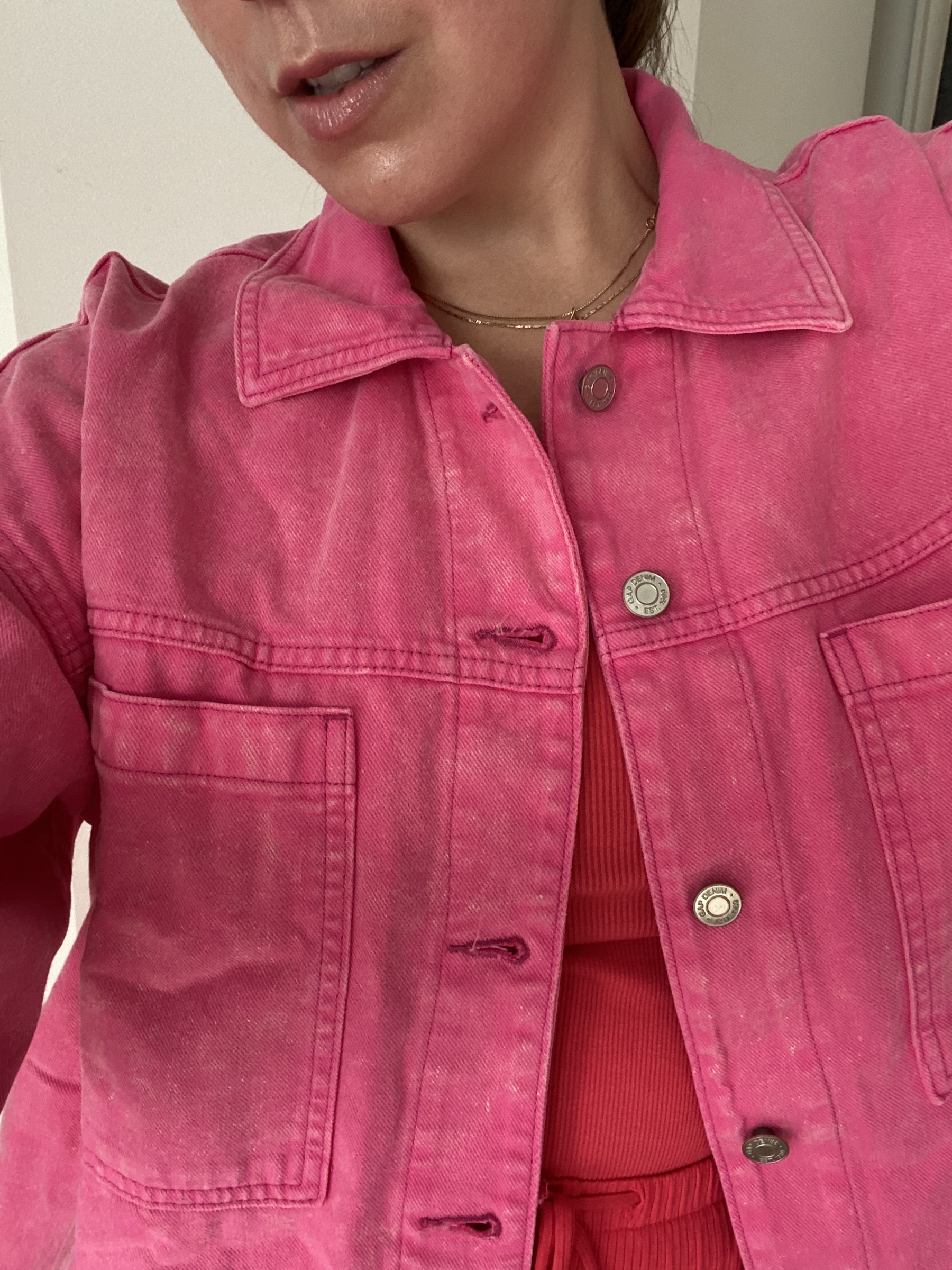 Pink barbiecore pieces to buy now gap canada denim shirt jacket