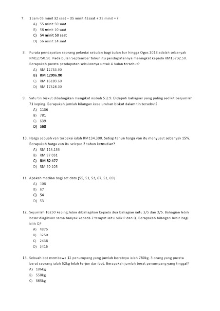 Contoh Soalan Peperiksaan SPA Pembantu Perangkaan E19 2019 