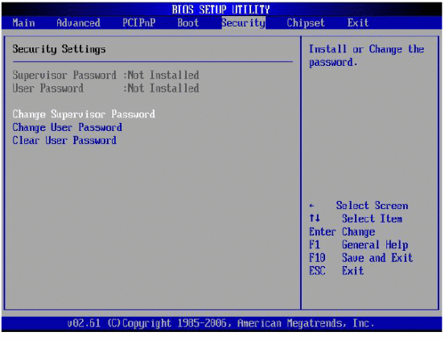 CMOS Security Settings Passwords, Virus protection, and Boot Sequence