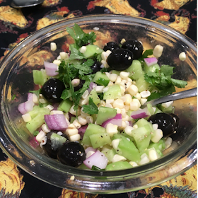 corn, cucumber and olive salad