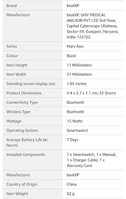 beatXP Marv Neo Bluetooth Calling Smart Watch