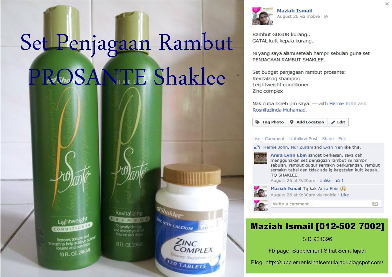 Testimoni Set Penjagaan Rambut Shaklee Maziah Ismail