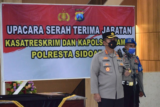 Kapolresta Sidoarjo Pimpin Sertijab Kasat Reskrim dan Kapolsek Taman