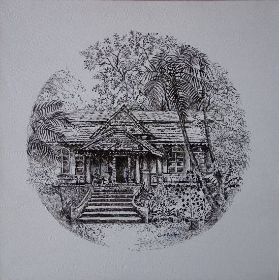 Goan House - 5 by Chitra Vaidya, Acrylic on Canvas, 24 x 24 inches (www.indiaart.com)