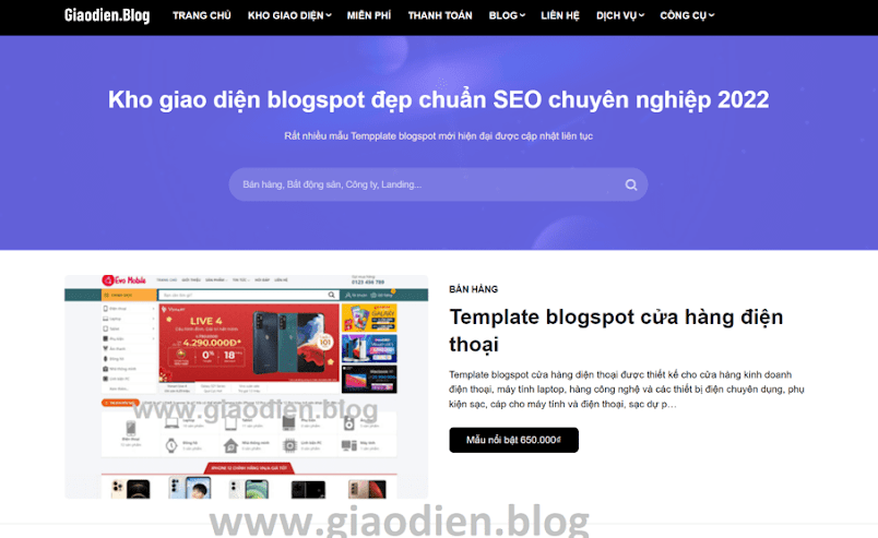 Giao diện blogger trang Giaodien.blog