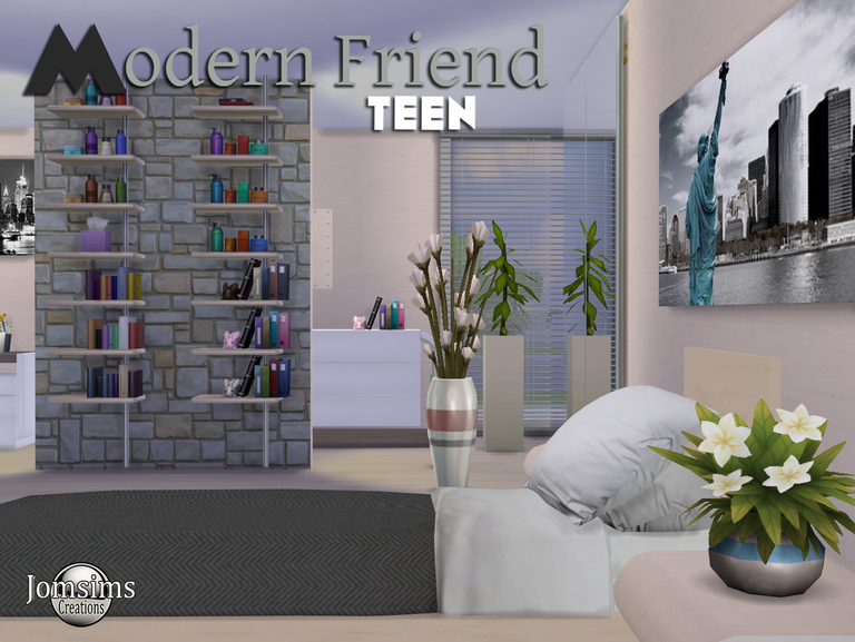 My Sims 4 Blog: Modern Friend Teen Bedroom Set by JomSims