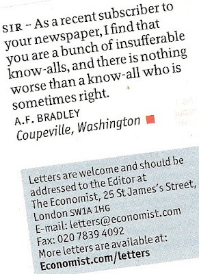 Economist Letter to Editor