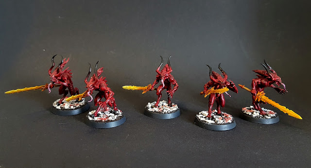 Bloodletters Khorne Daemons painted with Citadel Contrast for Warhammer 40k