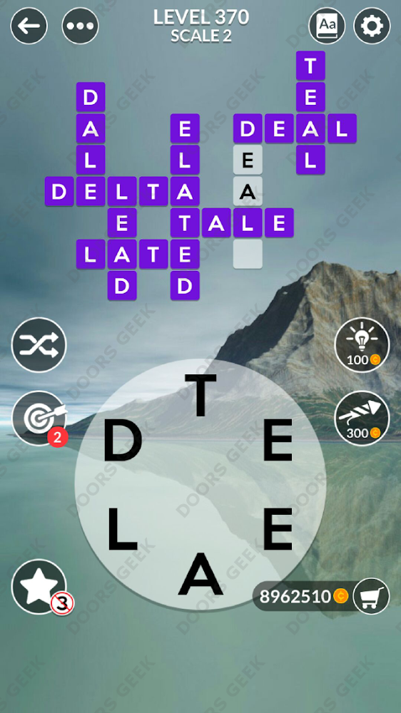 Wordscapes Level 370 answers, cheats, solution for android and ios devices.