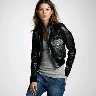 leather bomber jacket}