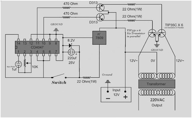 Rangkaian Inverter 500 Watt Skema Rangkaian Elektronika 