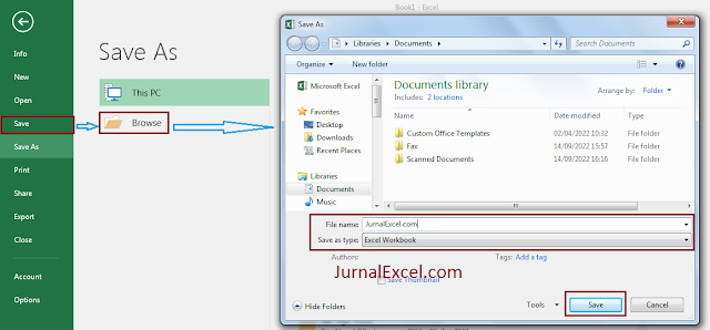 Cara menyimpan Workbook Pada Excel - JurnalExcel.com