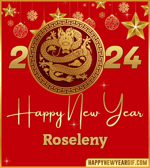 Happy New Year 2024 gif wishes Dragon Roseleny