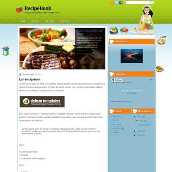 Recipe Book blogger template. template blogger with image slideshow. blog template magazine style