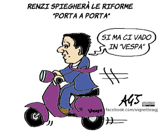 Renzi, Bruno Vespa, riforme, referendum costituzionale, TV, vignetta, satira
