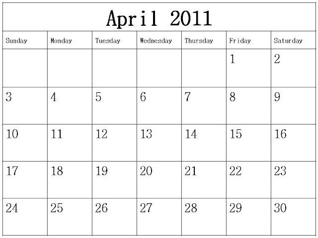 april 2011 calendar template. April 2011 calendar template