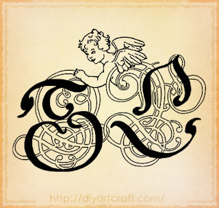 angel tattoo letters GL