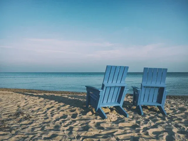 Blue chairs on the beach