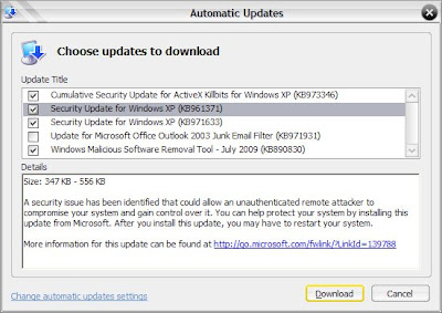 microsoft update xpsp3 july 2009