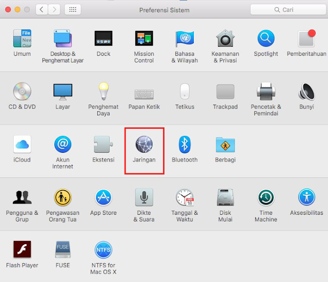 Buka Preferensi Sistem Jaringan MAC OS - hostze.net