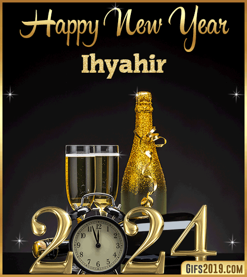 Champagne Bottles Glasses New Year 2024 gif for Ihyahir