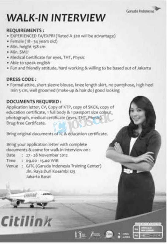 PT Citilink Indonesia - Walk in Interview SMA Citilink 